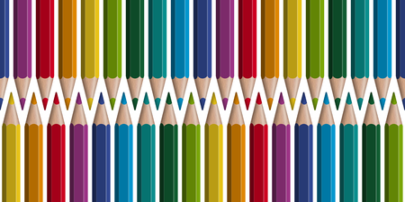 seamless arrangement of colored pencils in a rowのイラスト素材