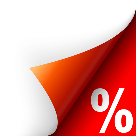 lower right paper corner with percentage sign as discount symbolのイラスト素材