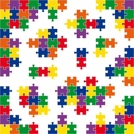 different colored puzzle corners and parts connectedのイラスト素材