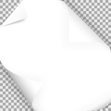 Collection of vector illustrations of four different high detailed paper corners turned over with transparency in vector file showing shadowのイラスト素材