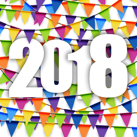 background with colored garlands for New Year party 2018のイラスト素材