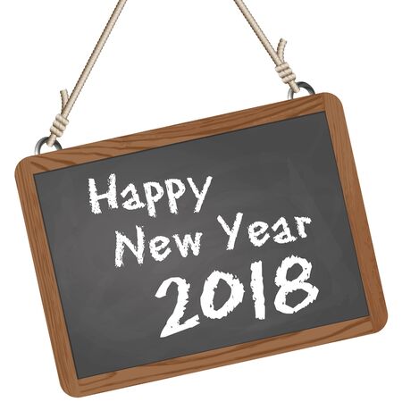 greetings on school slate with text Happy New Year 2018のイラスト素材