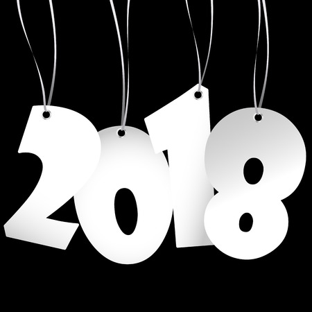 white colored hang tag numbers for New Year 2018のイラスト素材