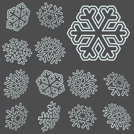 collection of different abstract snow flakes for christmas and winter timeのイラスト素材