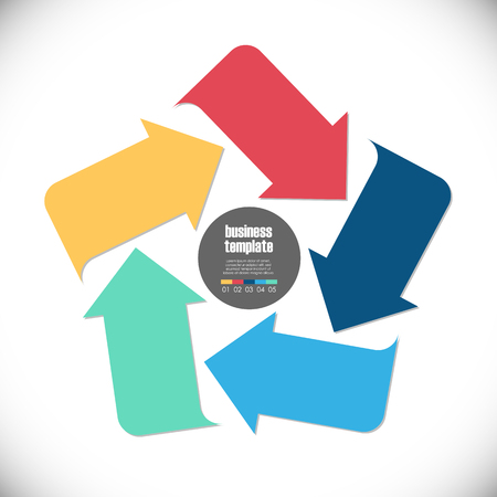 colored template of business info graphic with different options showing team work processのイラスト素材