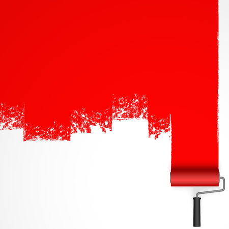 repainting with an paint roller with marking colored redのイラスト素材