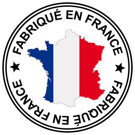 round patch " FabriquÃ© en France " with silhouette of franceのイラスト素材