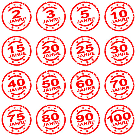 round grunge stamp collection for different jubilees (text in german)のイラスト素材