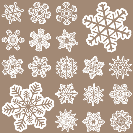collection of different abstract snow flakes for christmas and winter time conceptsのイラスト素材