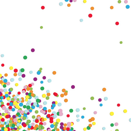 background with different colored confetti in bottom left corner for party timeのイラスト素材