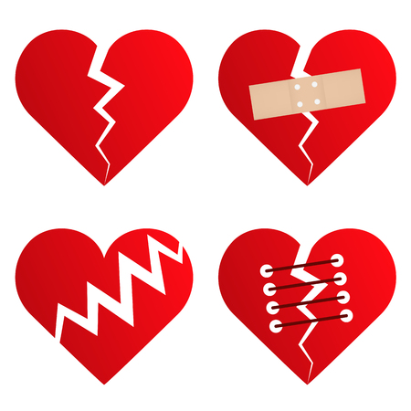 four valentine or mothers day special love hearts collection isolated on white backgroundのイラスト素材