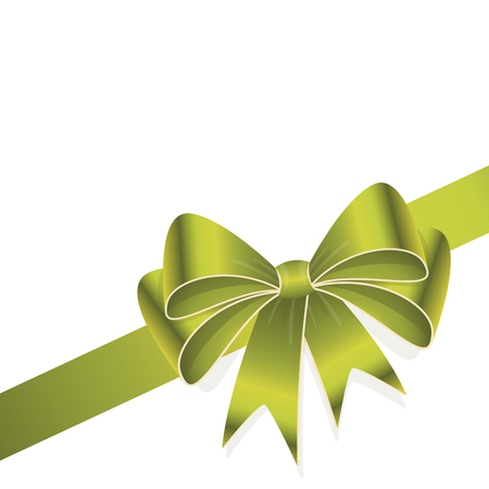 EPS 10 vector illustration of green colored ribbon bow isolated on white backgroundのイラスト素材