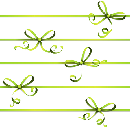 EPS 10 vector illustration of green colored ribbon bow isolated on white backgroundのイラスト素材
