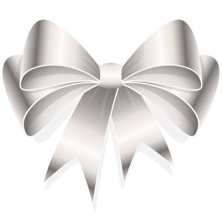 EPS 10 vector illustration of silver colored ribbon bow isolated on white backgroundのイラスト素材