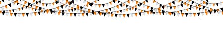 seamless garlands background with black, orange and white confetti used for Halloween layoutsのイラスト素材