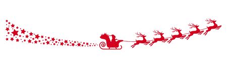 Santa Claus with sled, reindeers and some snow flakes isolated on white backgroundのイラスト素材