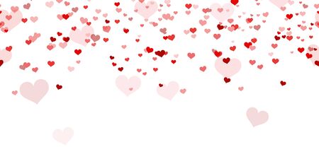 seamless background with different red colored confetti hearts for valentine time, mother's day or love conceptsのイラスト素材