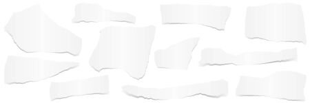 collection of white colored scraps of papers with shadowのイラスト素材
