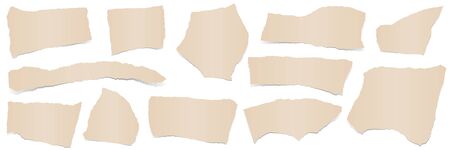 collection of brown colored scraps of papers with shadowsのイラスト素材