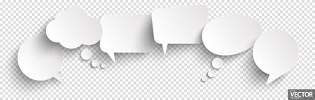 illustration of six speech bubbles with shadow looking like stickers with transparency in vector fileのイラスト素材