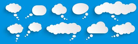 illustration of thought bubbles with shadow looking like stickersのイラスト素材