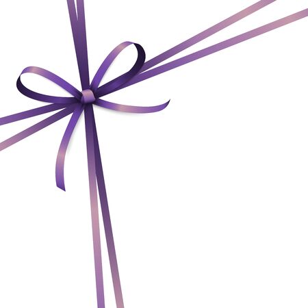 vector illustration of purple colored ribbon bow and gift band isolated on white backgroundのイラスト素材