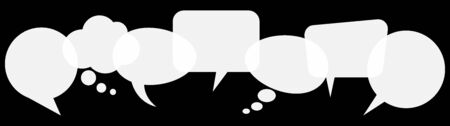 illustration of white speech bubbles in a row with space for text on black backgroundのイラスト素材