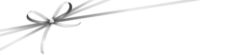 vector illustration of silver colored ribbon bow and gift band isolated on white backgroundのイラスト素材