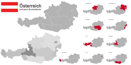 silhouettes of Austria and the federal statesのイラスト素材