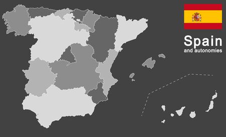 european country Spain and autonomies in detailsのイラスト素材