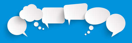illustration of six speech bubbles with shadow looking like stickersのイラスト素材