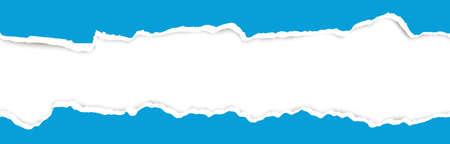 upper and lower part of ripped open paper colored blueのイラスト素材