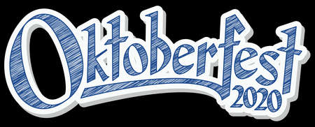 blue and white header with scribble pattern and text Oktoberfest 2020のイラスト素材