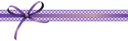 vector illustration of purple colored ribbon bow and gift band isolated on white backgroundのイラスト素材