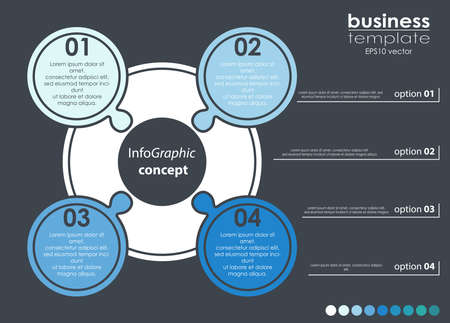 vector file for business info graphic template designs, team work concepts and data information with four optionsのイラスト素材