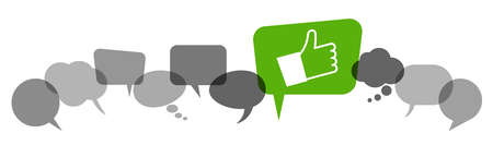 gray speech bubbles with green thumbs up symbolizing successのイラスト素材
