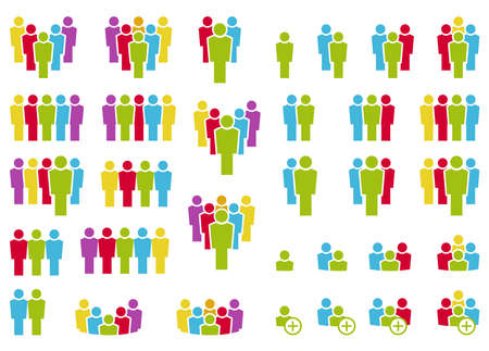 vector illustration showing a collection of many different icons with typical teamwork or leading business situationsのイラスト素材