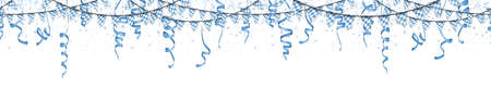 Oktoberfest garlands having blue-white checkered pattern, streamers and blue confettiのイラスト素材