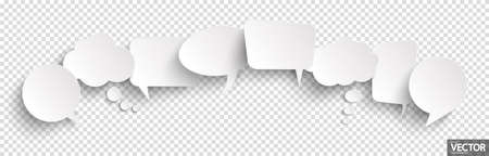 illustration of eight speech bubbles with shadow looking like stickers with transparency in vector fileのイラスト素材