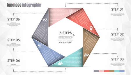 vector file for business info graphic template designs, team work concepts and data information with six optionsのイラスト素材