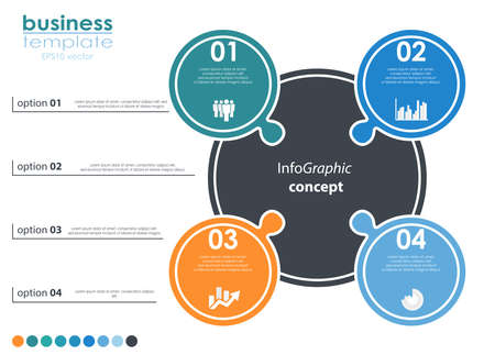 vector file for business info graphic template designs, team work concepts and data information with four optionsのイラスト素材