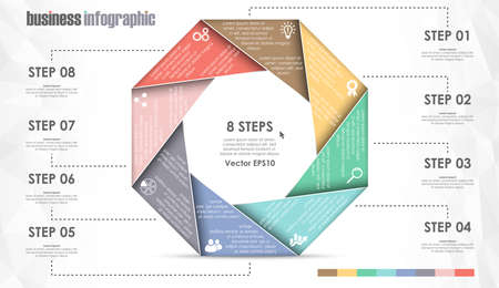 vector file for business info graphic template designs, team work concepts and data information with eight optionsのイラスト素材