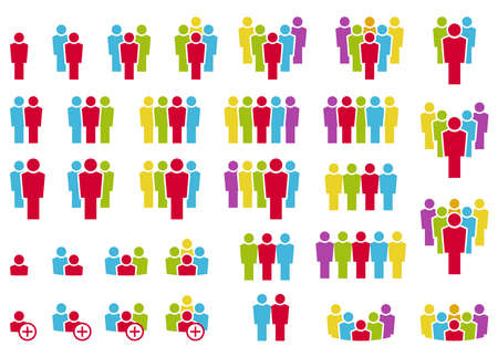 vector illustration showing a collection of many different icons with typical teamwork or leading business situationsのイラスト素材