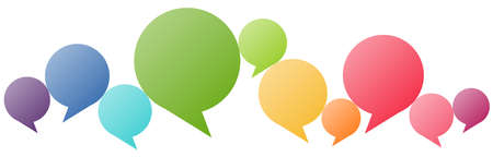 illustration of colored speech bubbles in a row with space for textのイラスト素材
