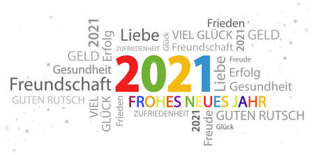 eps vector file with word cloud with new year 2021 greetings and white backgroundのイラスト素材