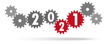 eps vector file with cooperation gears in different colors for New Year 2021 business greetingsのイラスト素材
