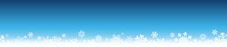 snow flakes on bottom side, abstract fall of snow and blue colored panorama backgroundのイラスト素材