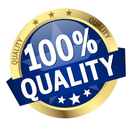 round colored button with banner and text 100% qualityのイラスト素材