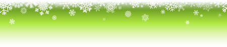 snow flakes on top side, abstract fall of snow and green colored panorama backgroundのイラスト素材
