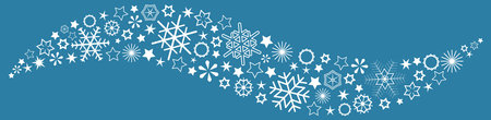 vector file for christmas advertising works with different snow stars in wave form, background colored blueのイラスト素材